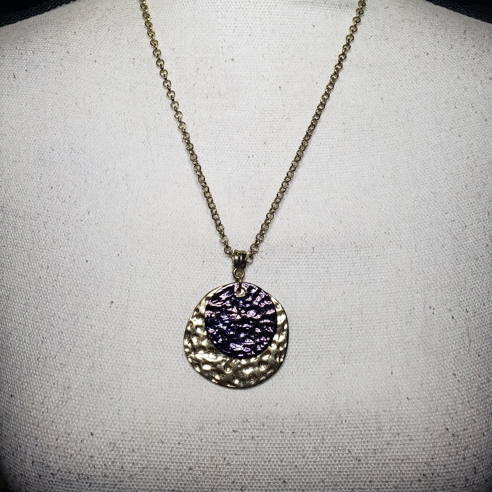 Talbots Goldtone Hammered Charm Necklace